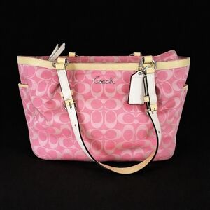 Coach Pink and Cream Signature Tote